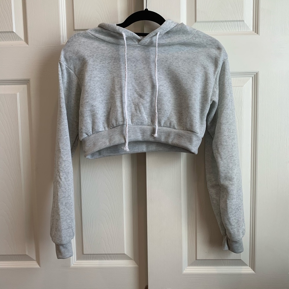 Simple grey cropped hoodie